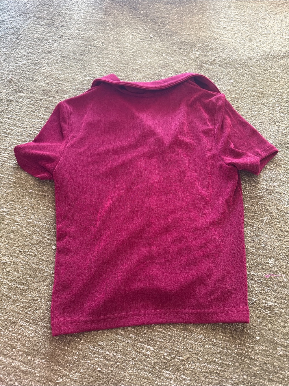 Girls' Ruched Button-Front Short Sleeve Top - Raspberry - Picture 2 of 2
